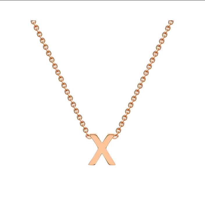 9ct Rose Gold Petite Initial 'X' Necklace