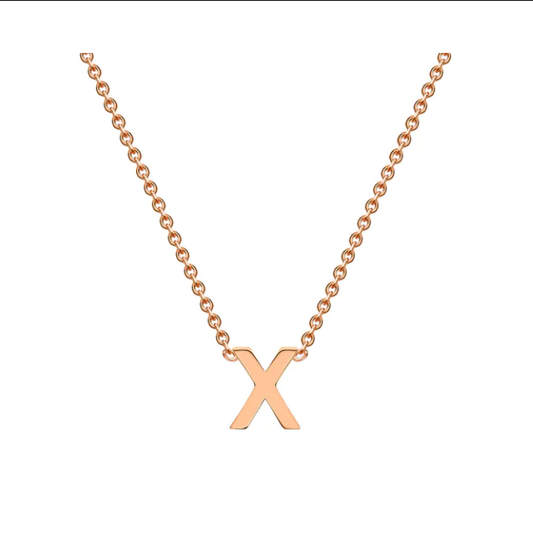 9ct Rose Gold Petite Initial 'X' Necklace