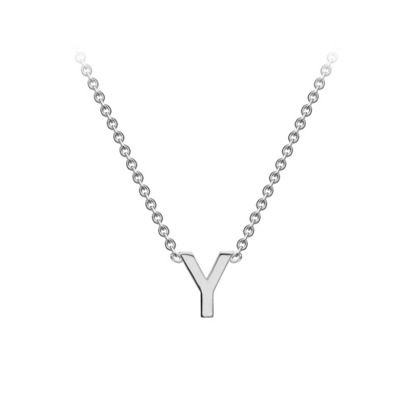 9ct White Gold Petite Initial 'Y' Necklace