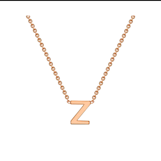 9ct Rose Gold Petite Initial 'Z' Necklace