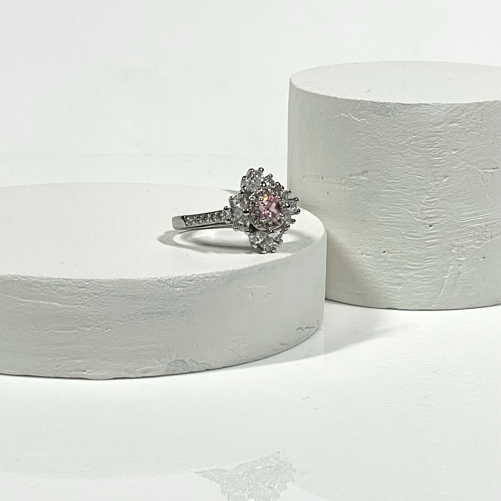 'Alexandria' Pink and Silver Princess Style Ring – Argent and Co