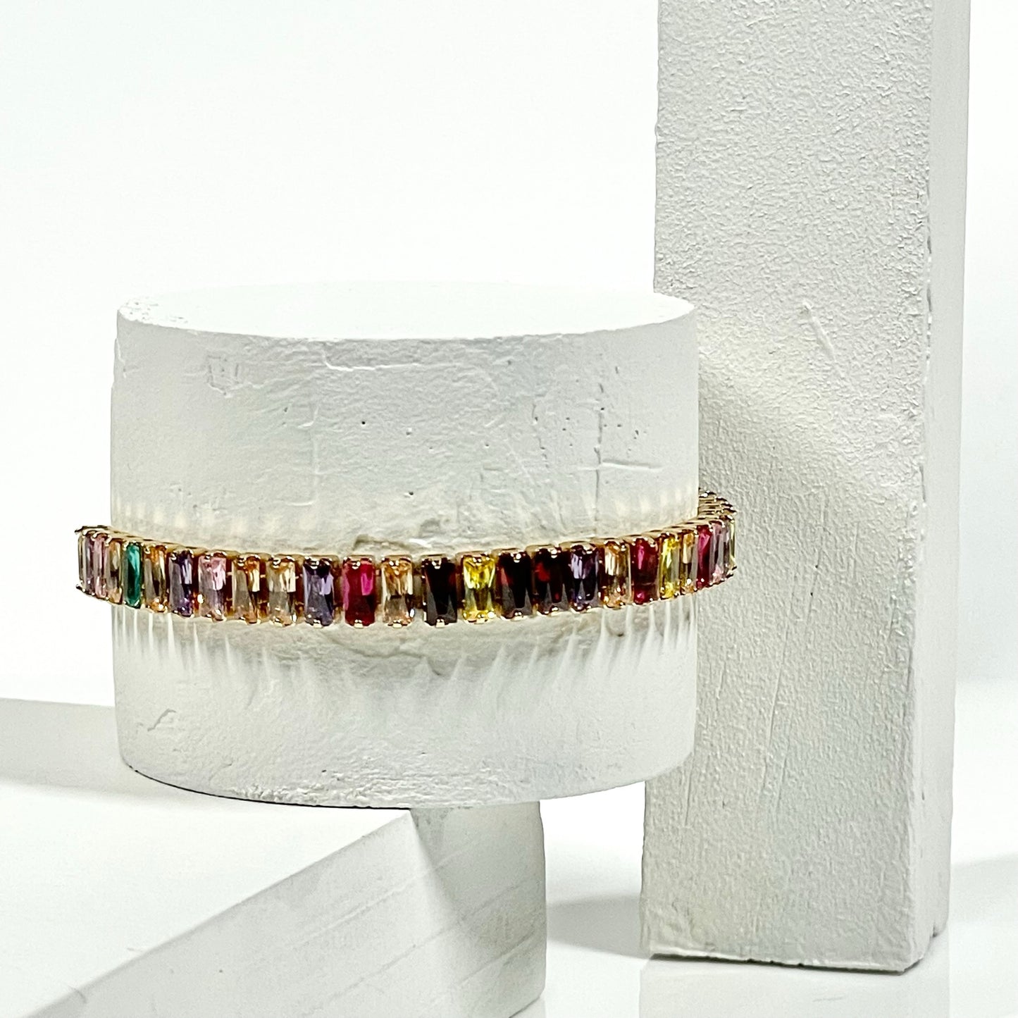 Multicoloured baguette slider bracelet