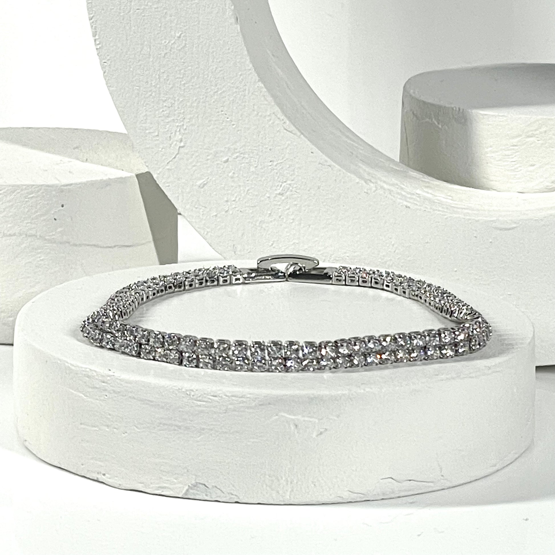 Double row cubic zirconia bracelet