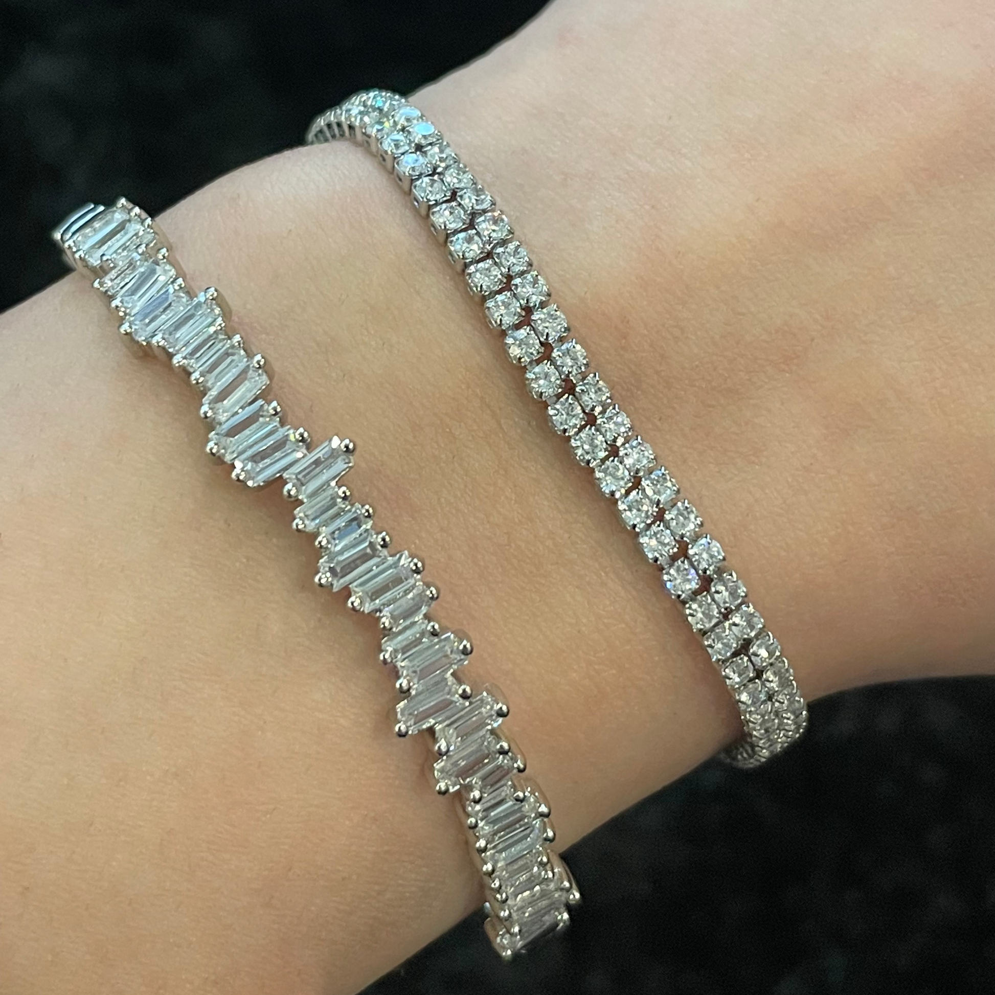 Double layer cubic zirconia tennis bracelet